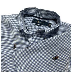Polo Ralph Lauren Men’s M Button Down Bear All Over Print Gingham Slim Fit